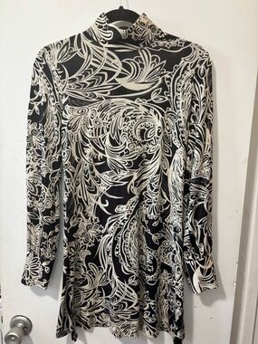 Vintage Nieves Lavi New York wool long sleeve shift mini dress size 6 black